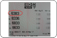 Winning Ticket Toto 4D Special Prize - 24 May 2017