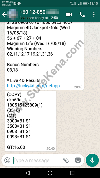 Magnum 4D Result - 16 May 2018