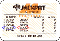 Winning Ticket 4d magnum jackpot consolation  prize 7 May 2011