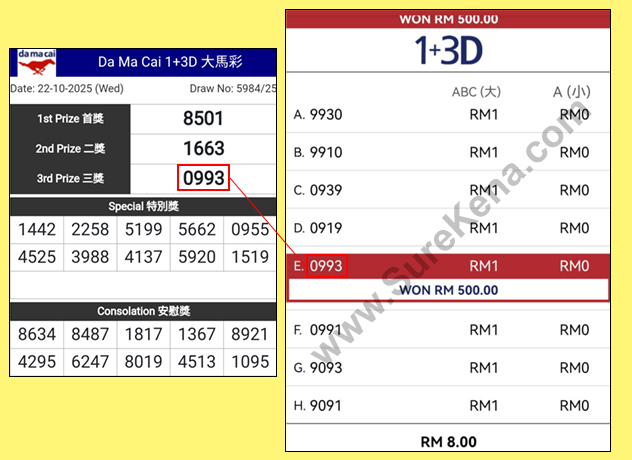 Damacai 4D Result - 3 September 2025