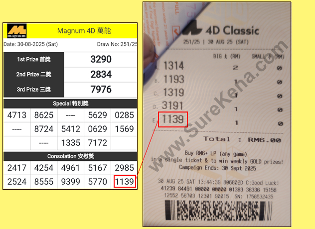 Toto 4D Result - 16 August 2025
