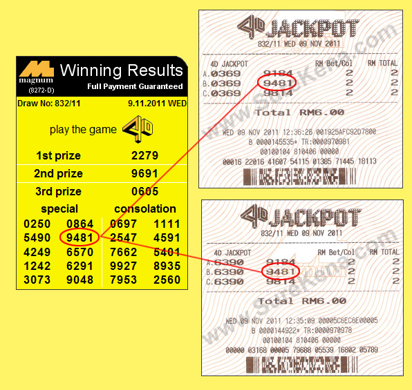Magnum 4D Jackpot Result - 9 November 2011