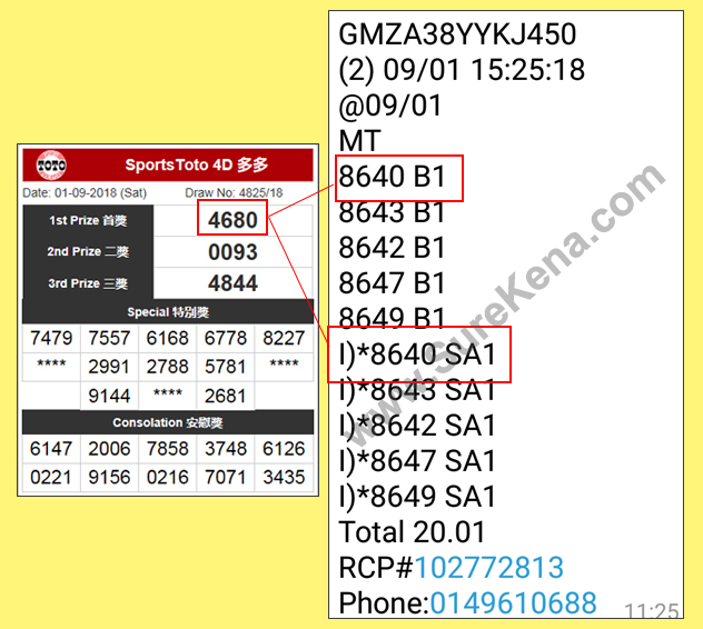 Toto 4D Result - 1 September 2018