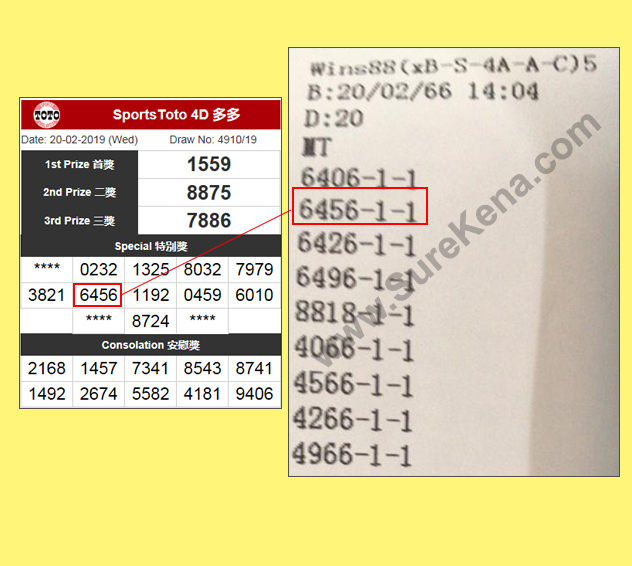 Toto 4D Result - 16 Febuary 2019