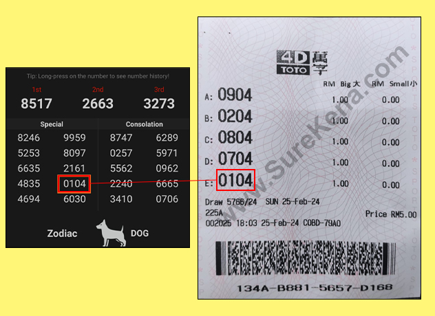 Toto 4D Result - 25 February 2024