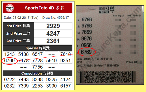 Toto 4D Result - 28  February 2017