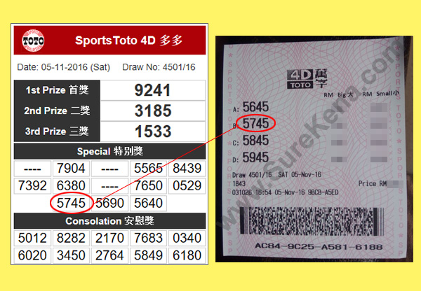 Toto 4D Result - 4 November 2016