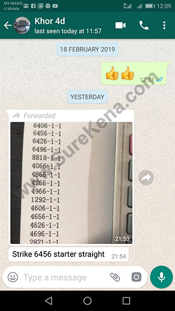 whatsapp send lottery 4d case win