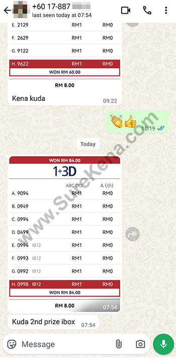 whatsapp lottery 4d win ticket