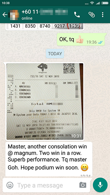 whatsapp win lottery magnum - 12 November 2016