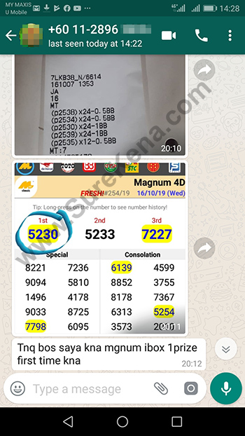 whatsapp lottery 4d win ticket