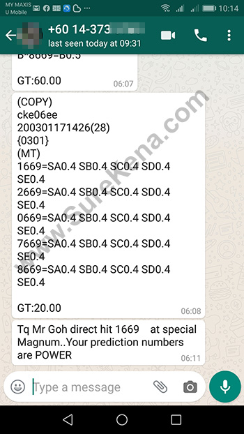 whatsapp lottery 4d win ticket