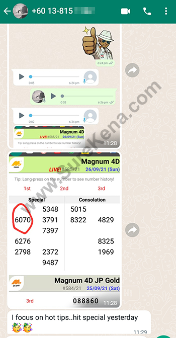 whatsapp lottery 4d win ticket