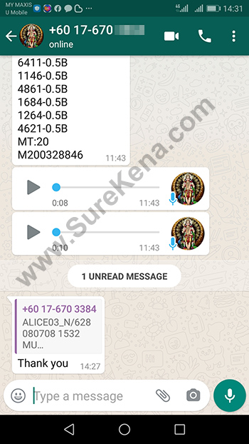 whatsapp lottery 4d win ticket