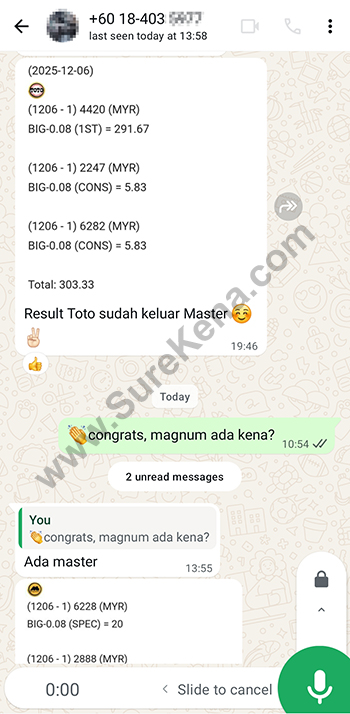 whatsapp lottery 4d win ticket