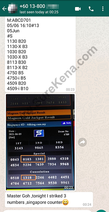 whatsapp lottery 4d win ticket