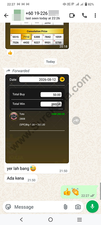 whatsapp lottery 4d win ticket