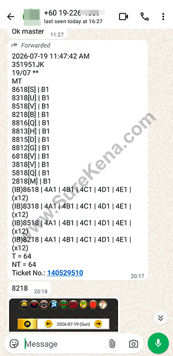 whatsapp lottery 4d win ticket