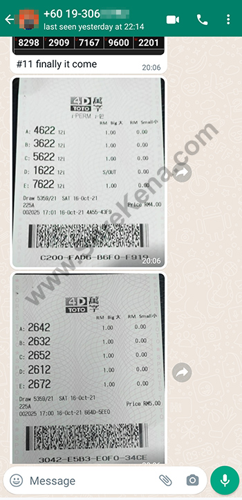 whatsapp lottery 4d win ticket