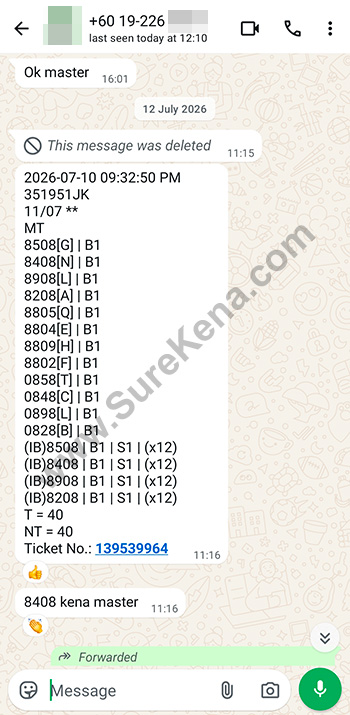 whatsapp lottery 4d win ticket